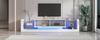 High-Gloss TV Cabinet with LED Lighting, 181 Cm – For TVs Up To 80 Inches, Glass Front, Two Folding Drawers
