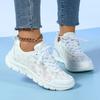 Women's Fashion Vulcanized Sneakers Breathable Mesh Leather Patchwork Platform Shoes Color Matching Lace Up Running Shoes 2026