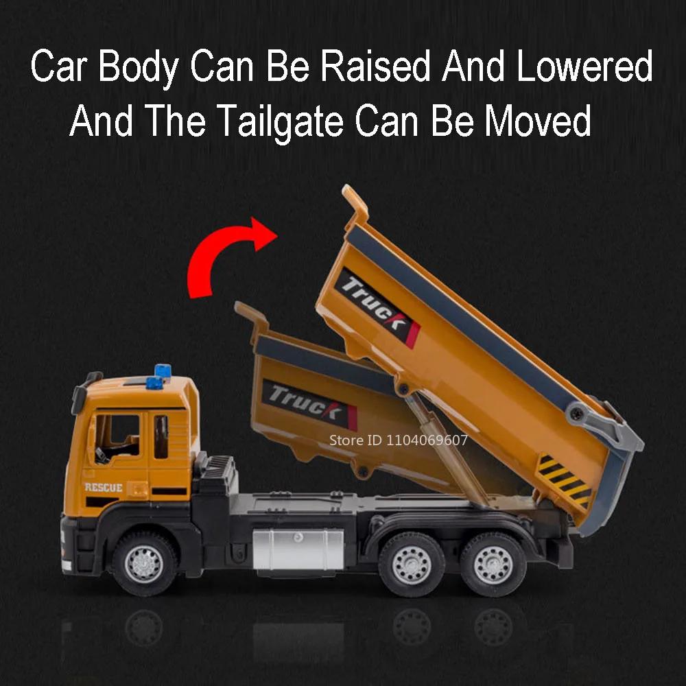 1:32 High Altitude Operation Lifting Car Dump Truck Toy Model Sound Light Pull Back Engineering Vehicles Kids Birthday Gifts