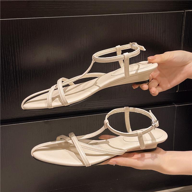 Wedge Heel High Heel Strap Fashion Sandals Fairy Shoes 2025 New Summer French with Skirt Thin Strap Roman Shoes