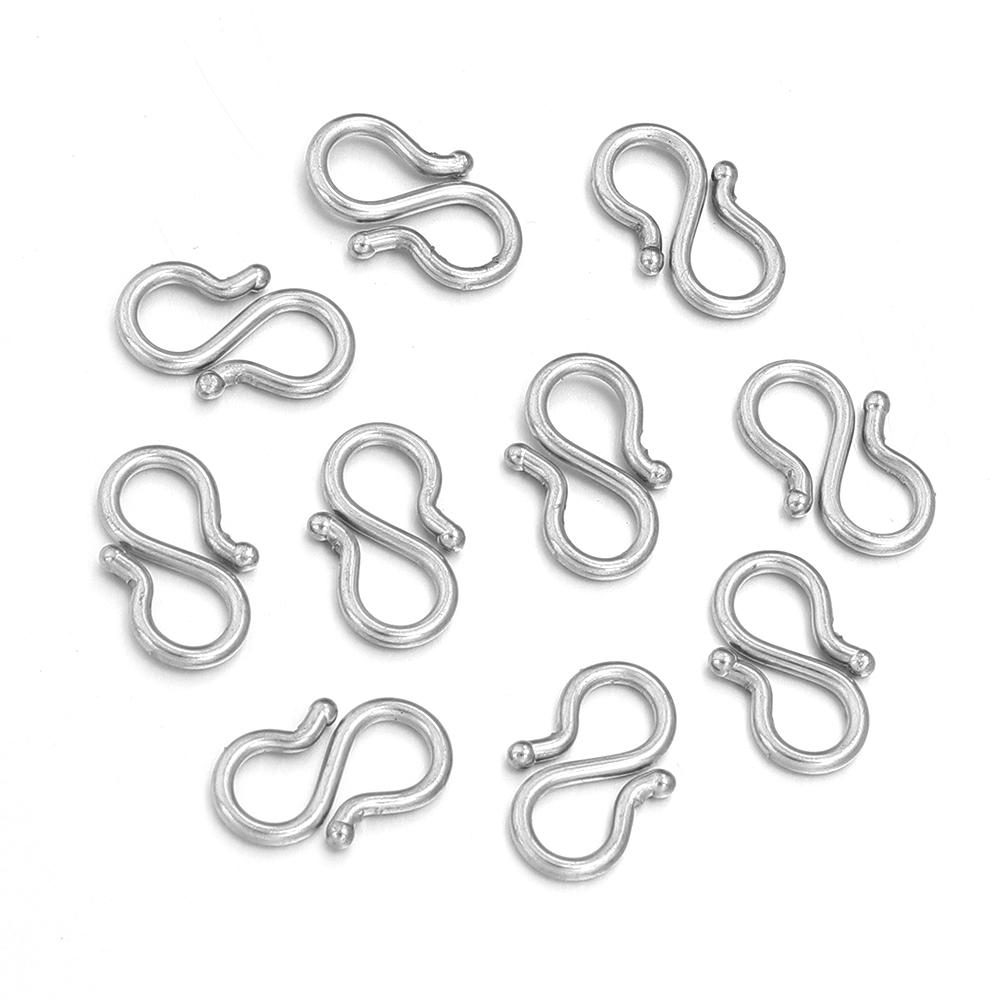 20pcs Stainless Steel S Shape End Clasps Hooks Necklace Bracelet Clasps Connectors For DIY Jewelry Making Accessories Supplies