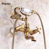 European Antique Brass Handheld Shower Head Set with Hot & Cold Mixing