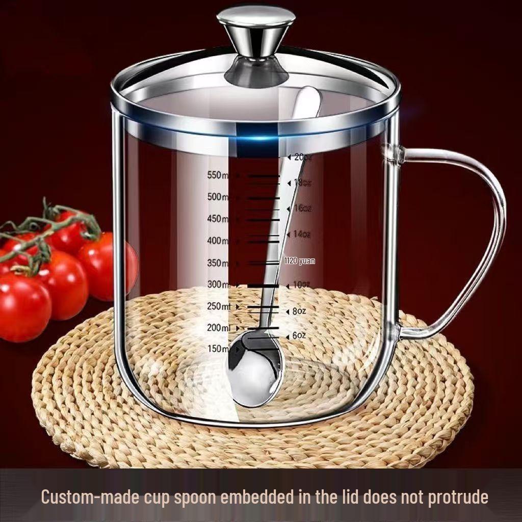 Microwaveable High-Borosilicate Glass Measuring Cup for Milk, Soy Milk, Water, and Breakfast Use