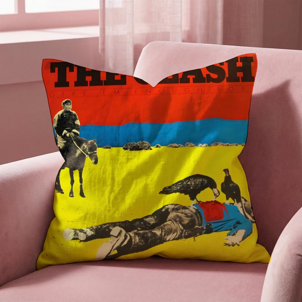 Rock Band The Clash Cushion Cover Multi-Scene Pillow Cover for Home & Car - Reversible, Soft & Durable for Daily Use