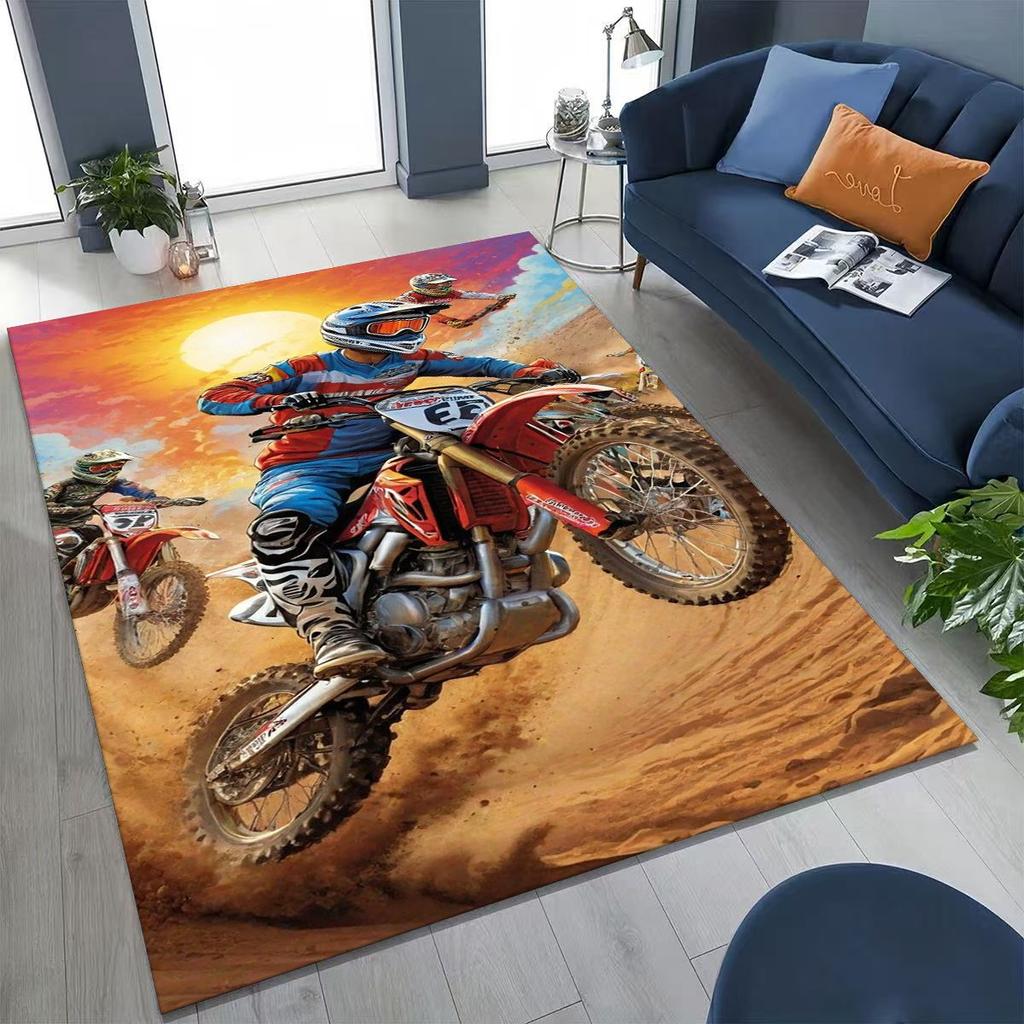 Alfombra Decorativa Personalizada para Motociclista, Motocicleta, Arte, para Dormitorio, Sala de Estar, Sofá, Felpudo de Entrada del Hogar, Alfombra de Piso Grande Antideslizante para Niños