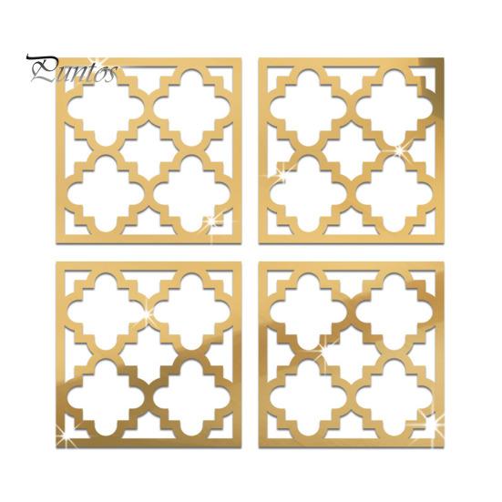 

4 шт./компл. Геометрическая наклейка на стену для зеркала, съемная, самоклеящаяся, для домашнего офиса, гостиной, спальни, кухни, шкафа, полая, декоративная наклейка 27cm золотистый