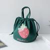Mini Canvas Drawstring Lunch Bag Handbag Female Cartoon Strawberry Storage Bag Lunch Box Small Cloth Bag Women Tote Food Bags