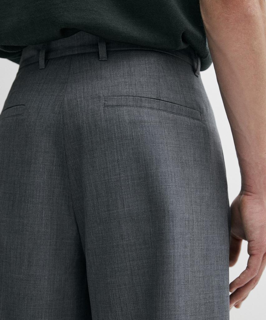 Masimodutti Relaxed Fit Pintuck Cool Wool Pants