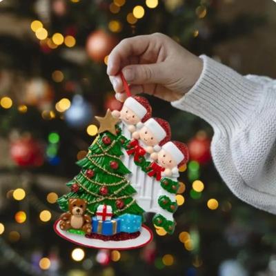 Christmas Tree Pendants DIY Name Blessing Santa Claus Resin Crafts Family Name Writing Xmas Pendant Figurines Home Ornaments