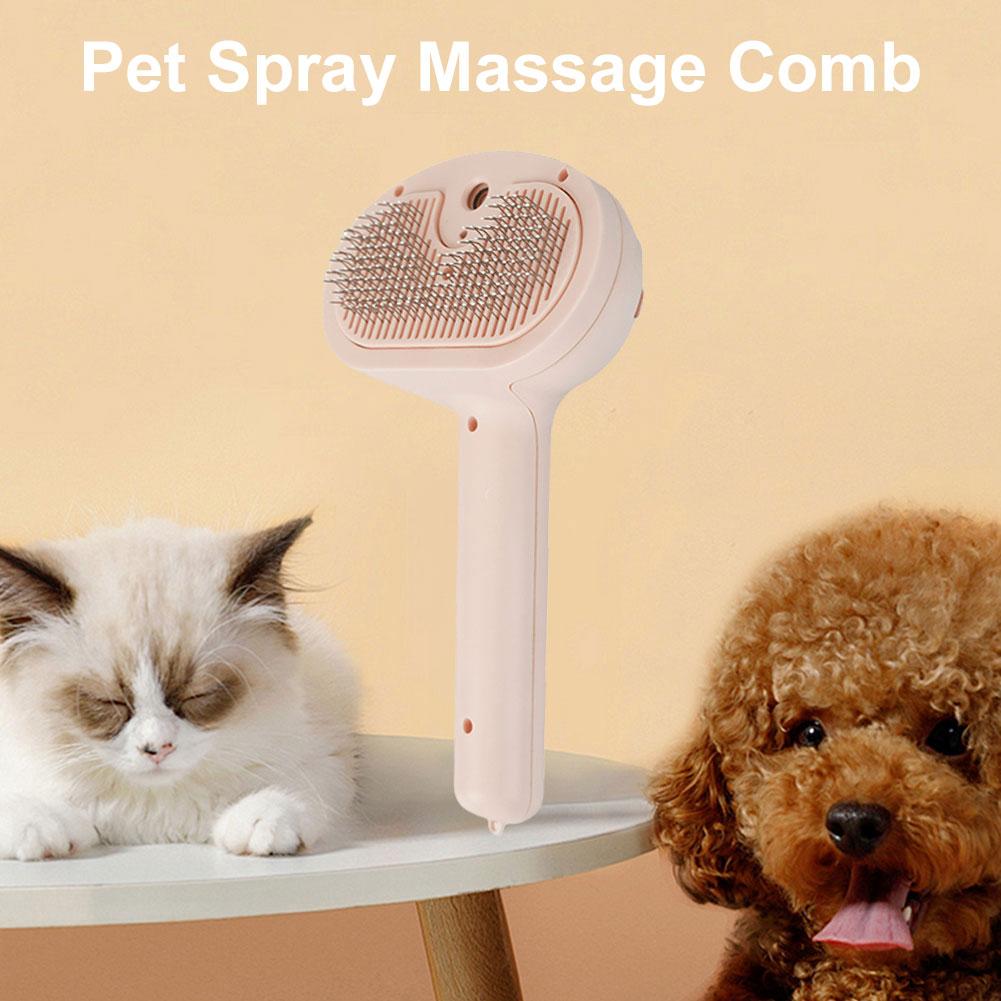 Cat Hair Brush with Release Button Cat Steamy Brush Rechargeable Massage Grooming Brush for Long and Short Hair Dogs and Cats