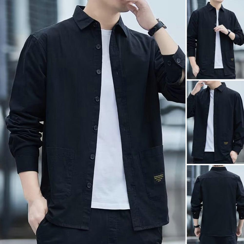 Korean Style Men Cargo Shirt Men's Jackets Streetwear Outdoor Casual Jacket Shirt Vintage Spring Autumn Shirt Coat Men Tops