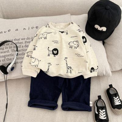 Maglietta Base in Cotone per Ragazzi Coreani Primavera 2025 - Top Casual Rotondo Bello per Bambini