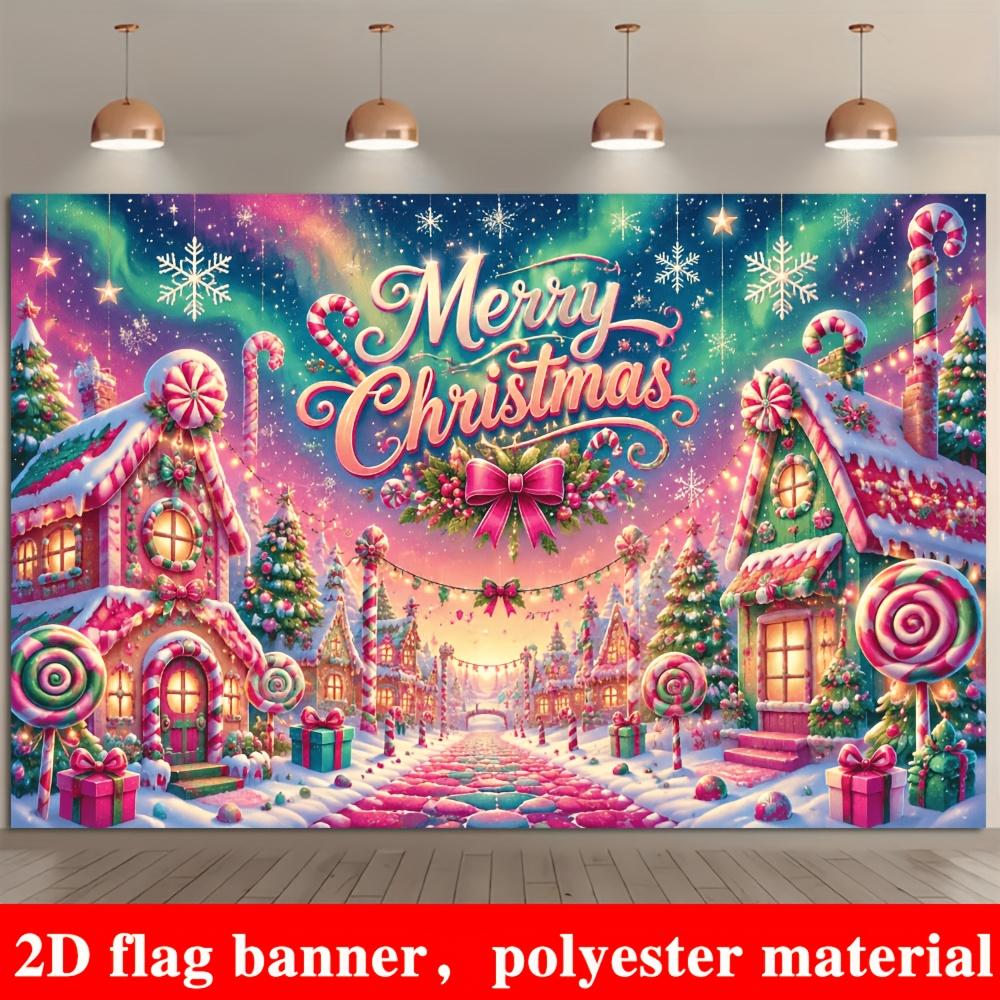 1Pcs Merry Christmas Gingerbread Town Candies Decoration Background Xmas Backdrop Decorations For Photo Studio Booth Party