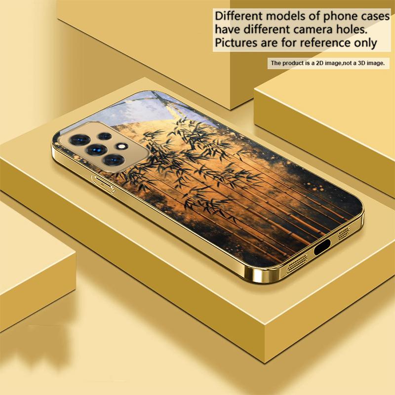 Goldener Zweig For Samsung A 31 32 A33 A34 35 14 A15 13 16 25 26 50 52 53 54 55 56 70 71 72 73 Goldene Glas-Handyhülle