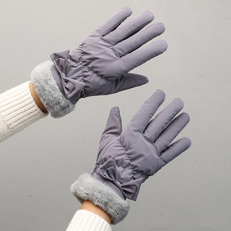 

Ski Gloves Women Winter Fleece Thickened Warm Plush Cotton Waterproof Touch-Screen Gloves For Outdoor Riding Mountaineering серый