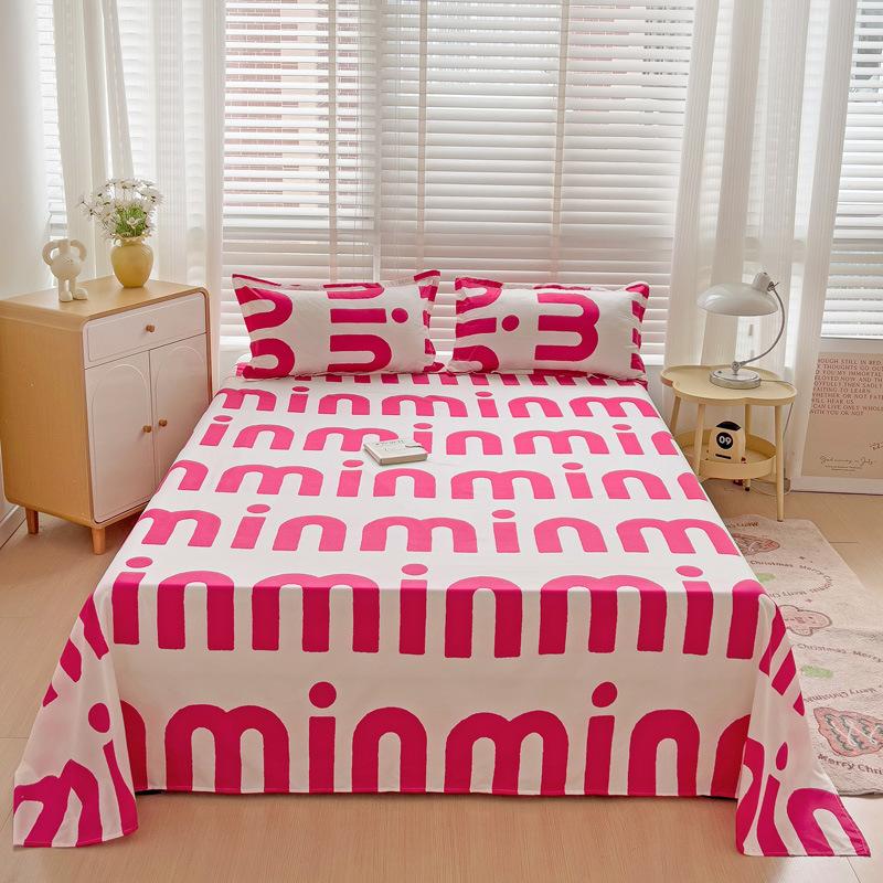 Ins Einzelprodukt einfache gewaschene Baumwolle Einzelstück Bettlaken hautfreundliches Schleifen Studentenwohnheim Einzeldecke dreiteiliges Set Großhandel