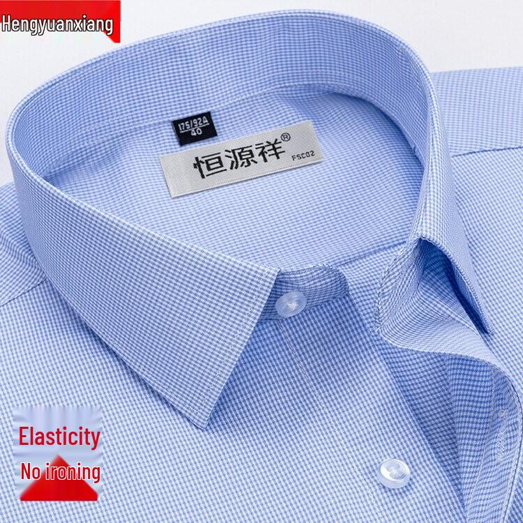 Pánská prémiová bavlněná nežehlivá kostkovaná modrá košile s dlouhým rukávem - Jaro Autentický business casual