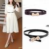 Leather Waist Belt For Women With Pearl Butterfly Decor Summer Casual Dress Accessory