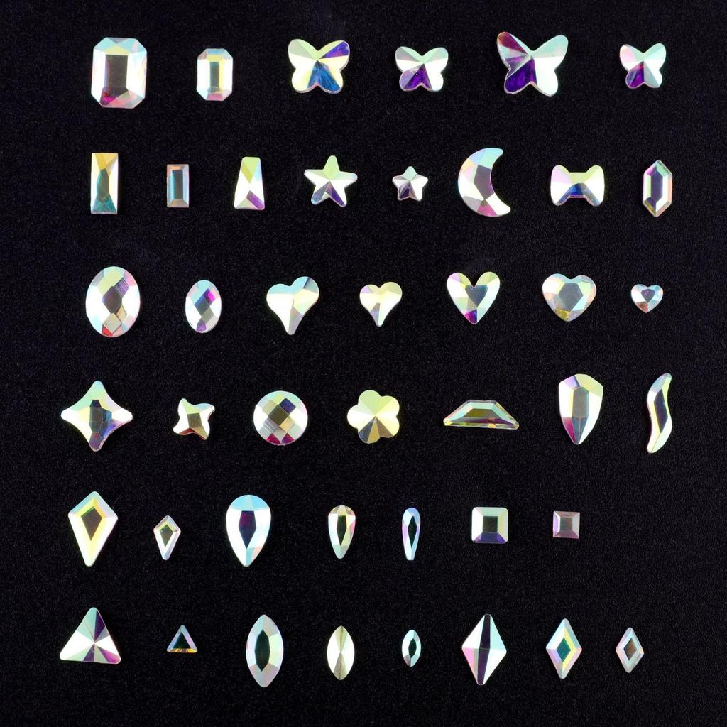 AB Farbe Flachboden Speziell geformter Diamant Symphonie Liebe Stern Schmetterling Nagel Glas Nagelkunst Tragen Nagel Kleiner Schmuck