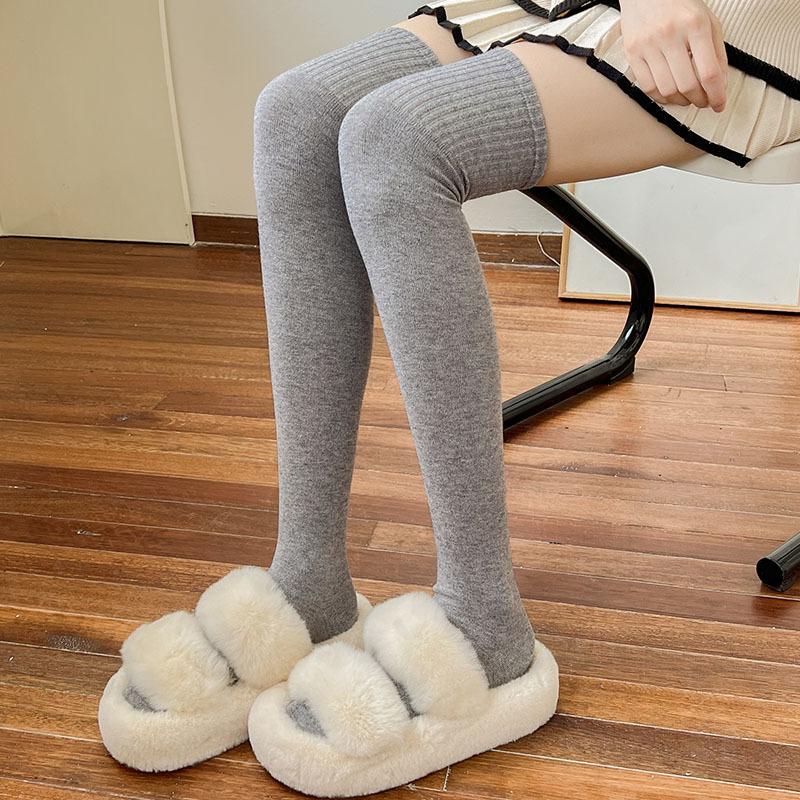 Knee Socks Children Autumn And Winter Thickened High Tube Wool Warm Knee Socks Solid Color Versatile High Waist Non-Slip Stockings