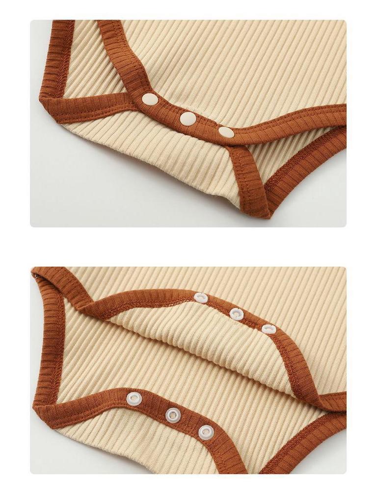 Retro-Style Infant Girl Triangle Romper - Lightweight and Trendy Color Block Design for Spring/Summer