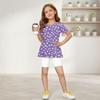 Girls Summer Outfit Short Sleeve Ruffle Hem Top with Floral Print and Solid Color Shorts Two Piece Set for Kids Casual Wear