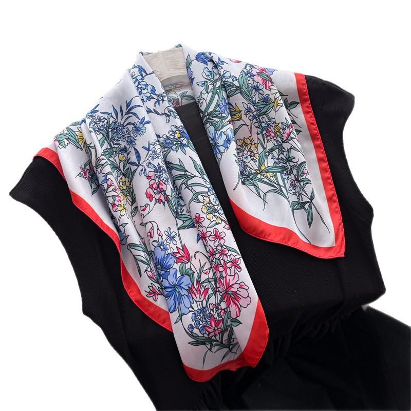 Pastoral butterfly simulation silk printing silk scarf small square scarf high-end shawl sunscreen neck scarf headscarf scarf women