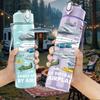 1PC Car Stack Classic Vehicle Print 750ml Color Plastic Sports Water Bottle Leakproof Flip Straw Lid Suitable for Sports Office Home Use