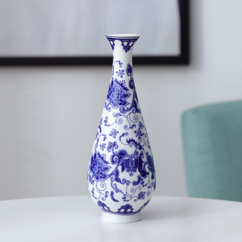 Chinese Blue and White Porcelain Vase Ceramic Flower Arrangement Container Home Decor Living Room Dining Table Hydroponic Vase