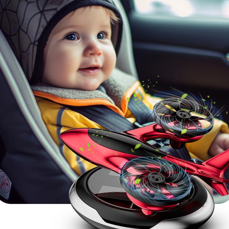 Para ornamentos de aromaterapia, difusores de óleo de carro solares, purificador de ar de carro rotativo movido a energia solar, avião bimotor, aromaterapia de carro