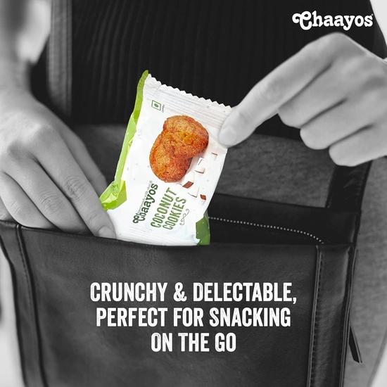 Chaayos Chai Time Snacks - Premium Coconut Cookies | Crunchy Snack | 450g (18 Packs)