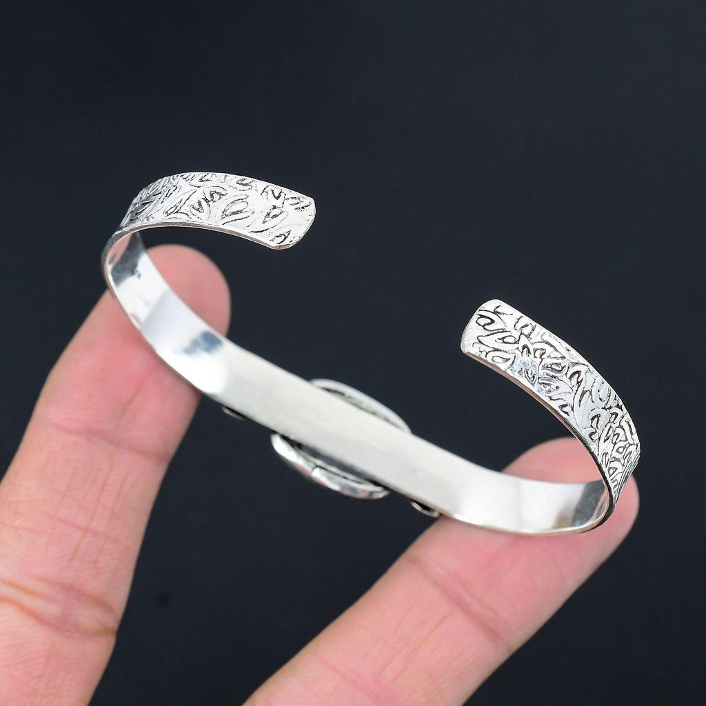 Sisters Day Sale Dendrite Opal Gemstone Crescent Moon Bangle Jewelry 925 Silver