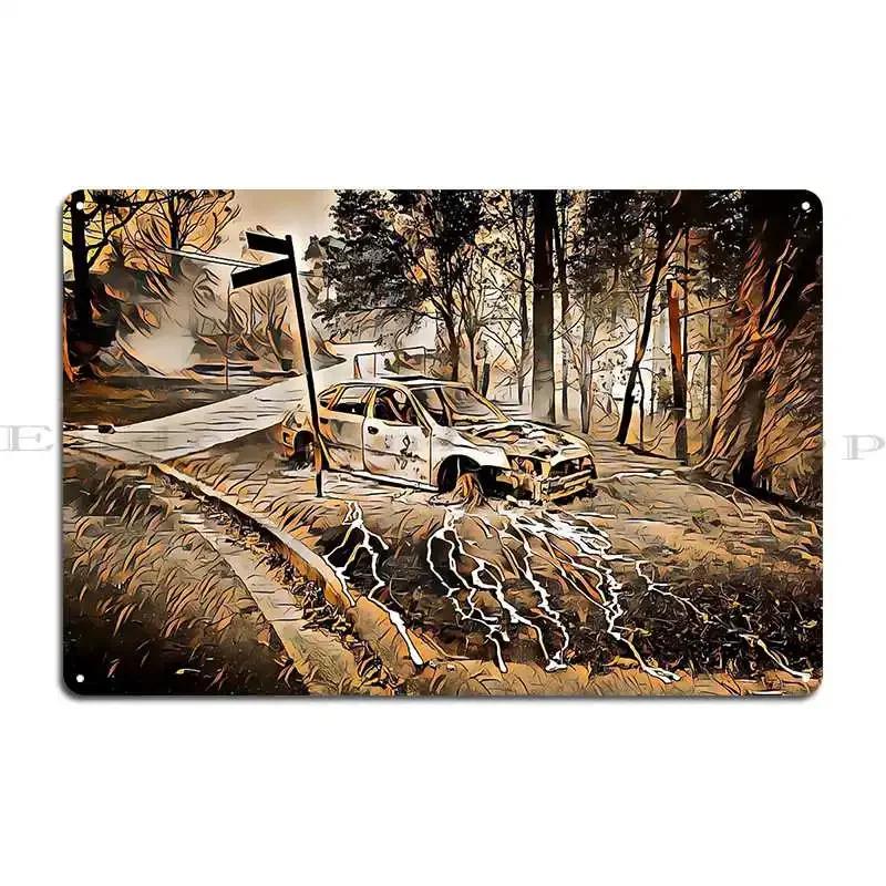Burnt Out Car Australia Metal Plaque Design Printed Wall Decor Create Classic Tin Sign Poster 20x30cm(7.8x11.8inch)