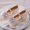 Girls' Rhinestone Princess Heels - 2025 Autumn Collection: Comfortable Soft Sole Shoes with Flower Crystal Design