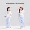 Girls' Breathable Lightweight Draped Wide-Leg Long Pants