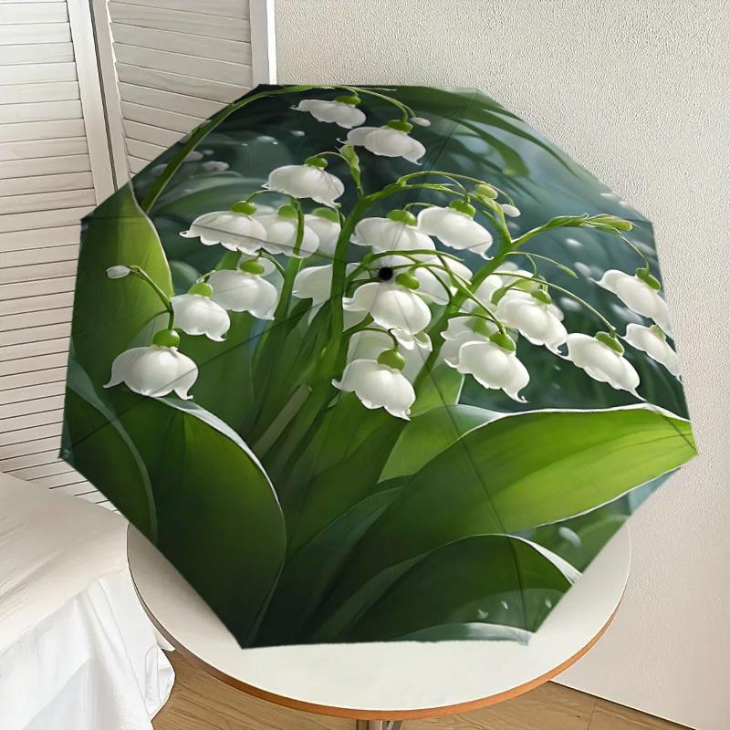 1PC Lily of the Valley Umbrella-8-Rib Reinforced Portable Folding Travel Suitable for All Seasons Outdoor Daily Use-G376