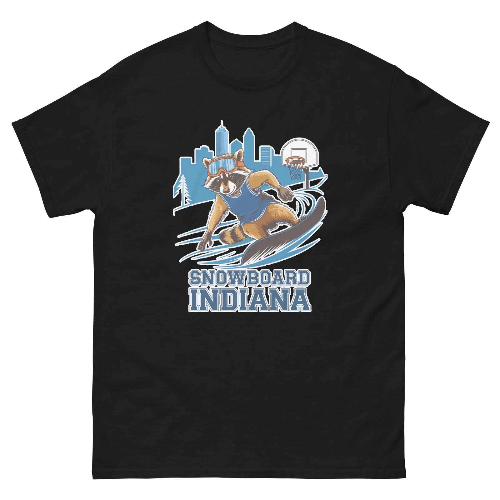 

Snowboard Indiana Raccoon USA Snowboarding Animal T-Shirt L