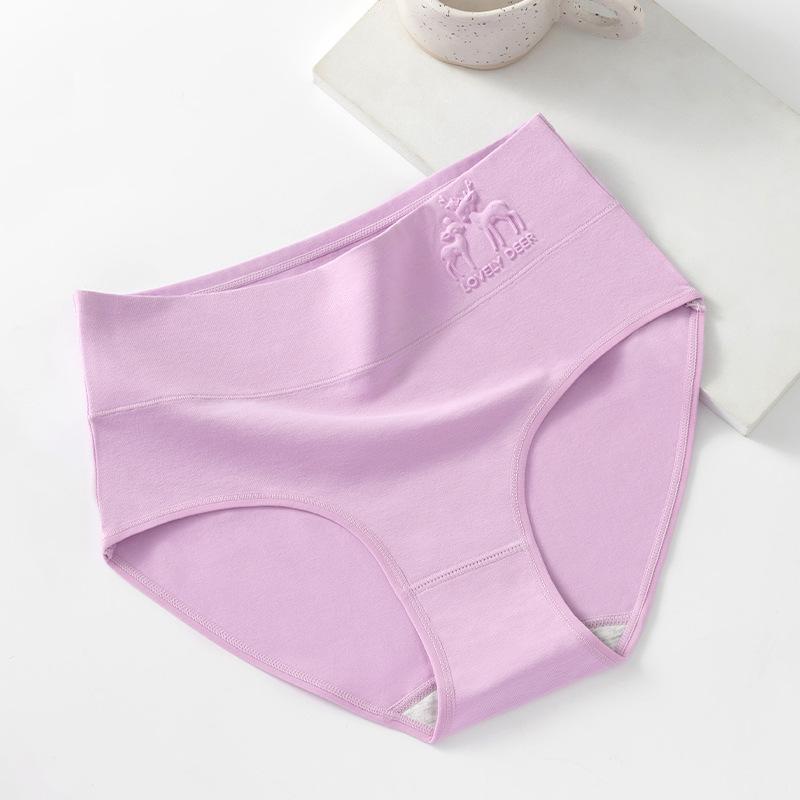 Plus Size Women's Spring and Autumn High Waisted Pure Cotton Cinched Triangle Underwear