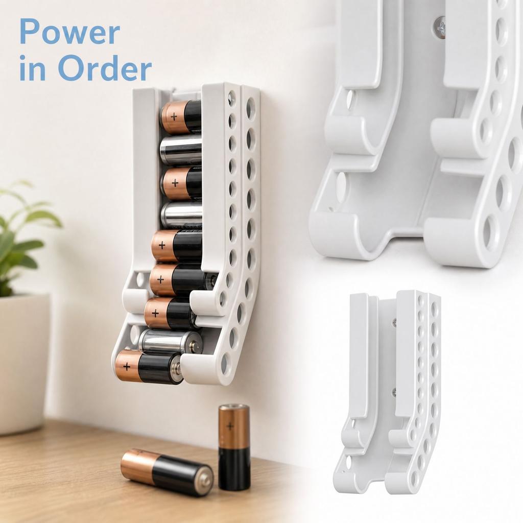 Battery Storage Rack, Wall Mount Battery Holder for Home and Use