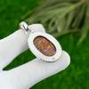 Sterling Silver Oval Natural Seam Agate Wife Bezel Handcrafted Wedding Pendant
