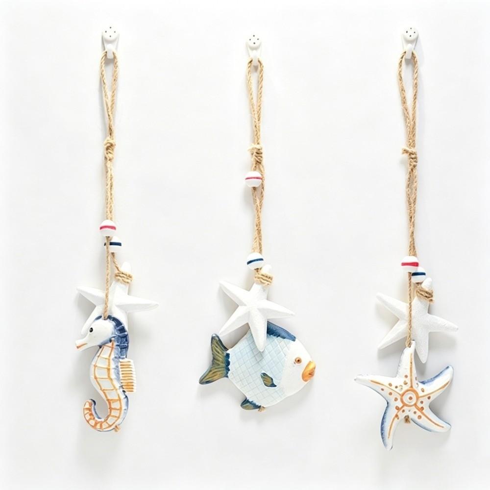 Mediterranean Sea Series Wooden Pendant Wooden Material Wall Pendant Decoration  Nautical Themed