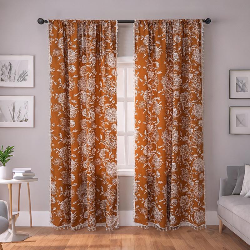 

American Light Luxury Retro Atmosphere Decorative Fabric Curtains Finished Bedroom Living Room High-End Curtains 150*100 pieces