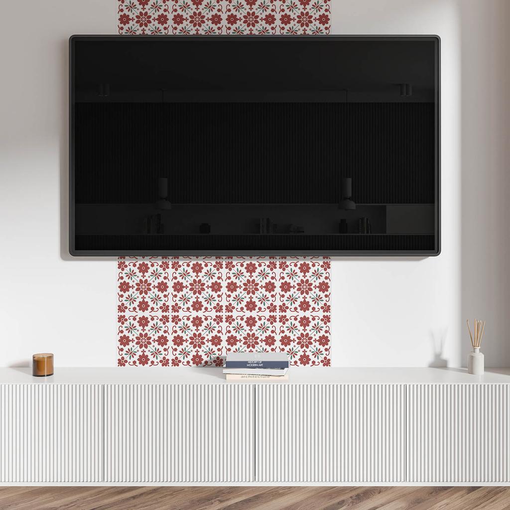 Kafelki Pcv Z Motywem Łatwa Dekoracja Do Jadalni Wzór Kwiatowy Z Liśćmi 10X40X20 Cm