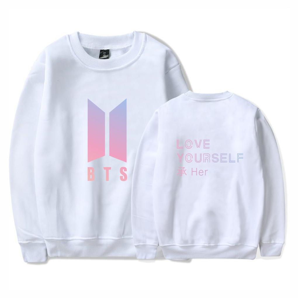 BTS-Sweatshirt mit Printmuster und Fleecefutter für jugendliche Fans
