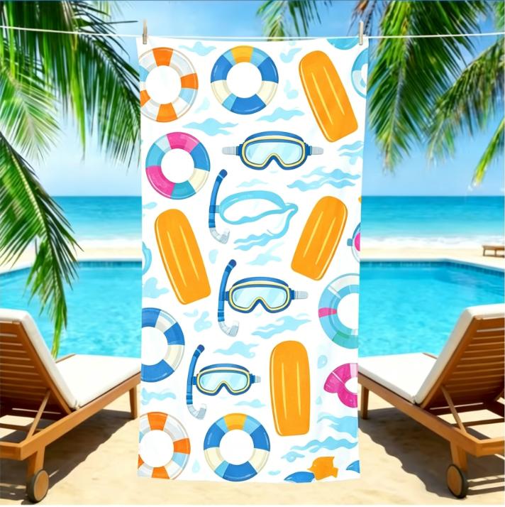 Cartoon Meeresleben Strandtuch Mikrofaser Sandfrei Schnelltrocknend Bunter Ozeantierdruck Weich Saugfähig für den Sommerurlaub