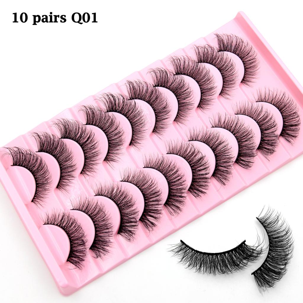 10 Pairs Eyelashes Natural Long 3D Mink Lashes Fluffy Volume Mink False Eyelashes Cruelty Free Wispy Lashes Makeup