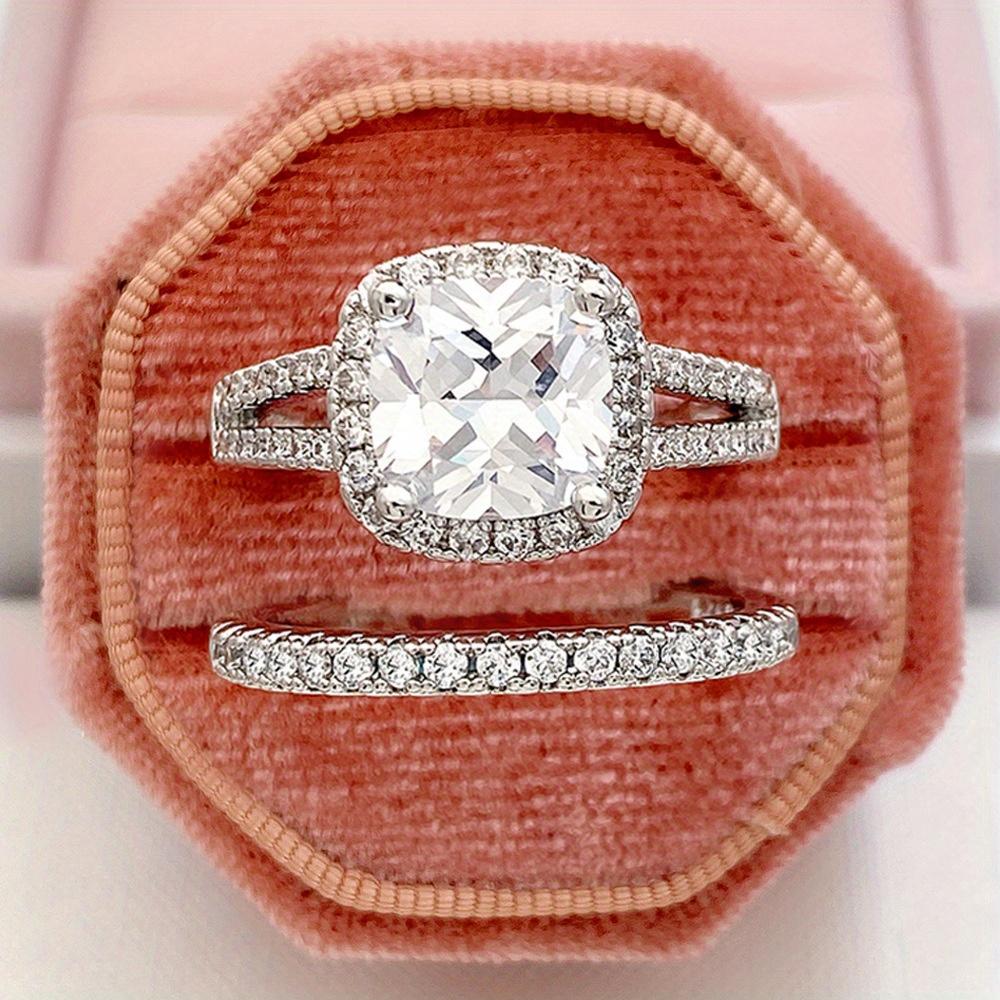 2Pcs Fashion, Inlaid with Synthetic Zircon, Fashionable Versatile Ring.