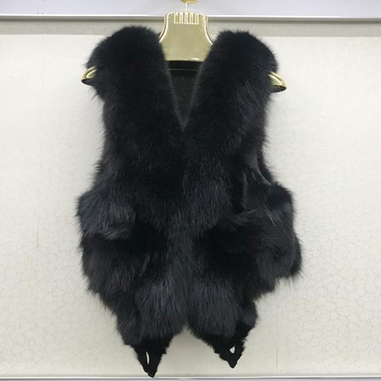 Vest Natural Soft Fox Fur Sleeveless Jacket Lady Quality Warm Real Fox Fur Gilet