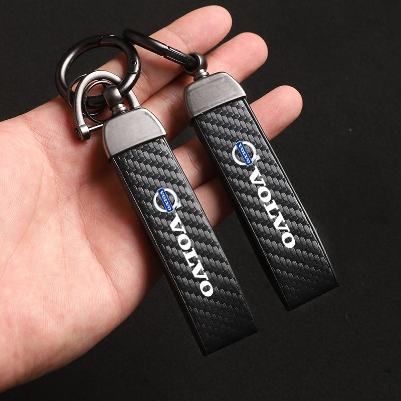 Car Carbon Fiber Style Keychain Microfiber Leather Key Chain For Volvo Xc60 Xc90 V40 V60 S60 V50 V90 S80 C40 XC40 V70 Rdesign
