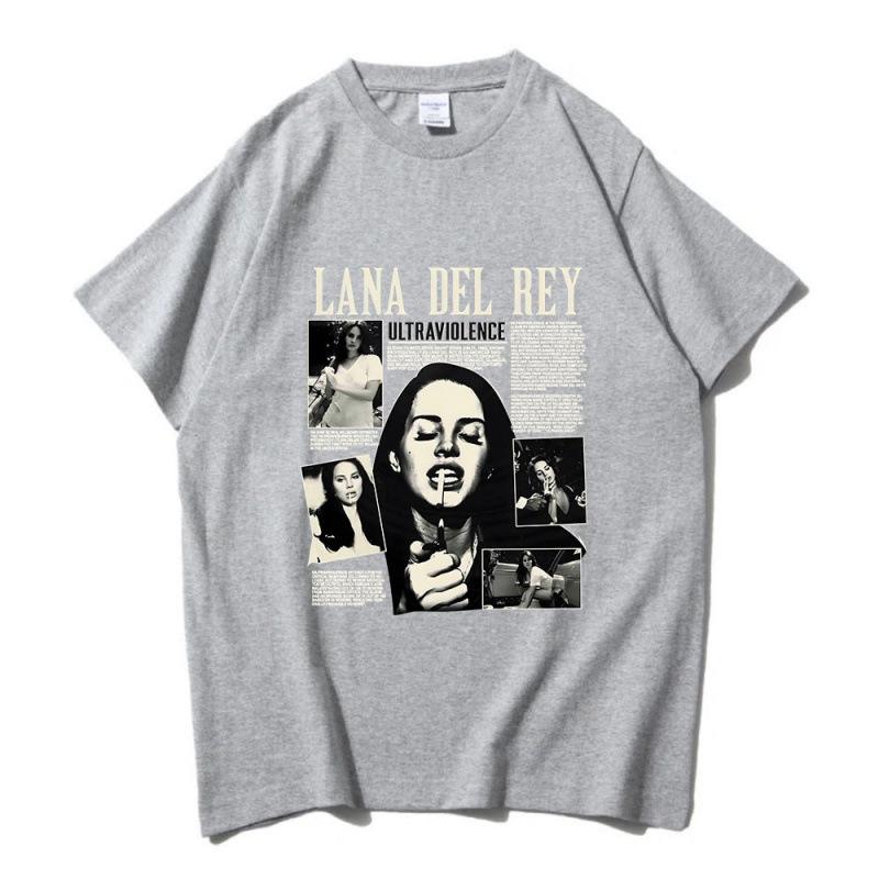 Lana Del Rey Printed Short Sleeve Unisex Cotton T-Shirt - Soft, Loose, Casual, Round Neck for Spring/Summer.